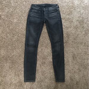 G Star 3301 Low rise Skinny Raw Denim Wax Finish Grey Jeans